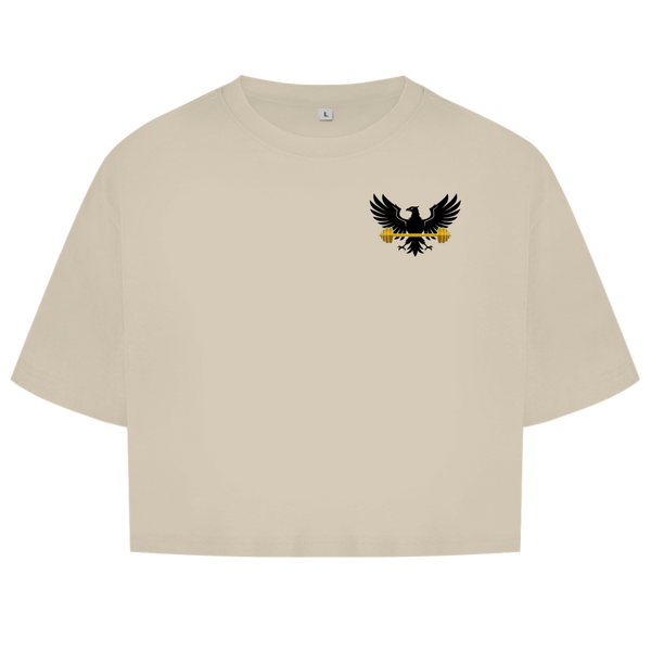 Imperial Eagle – Premium Oversize Crop Top - Sand