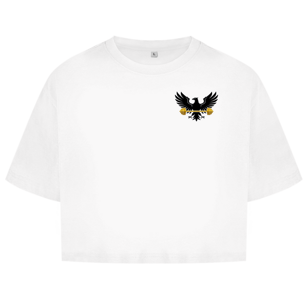 Imperial Eagle – Premium Oversize Crop Top - White