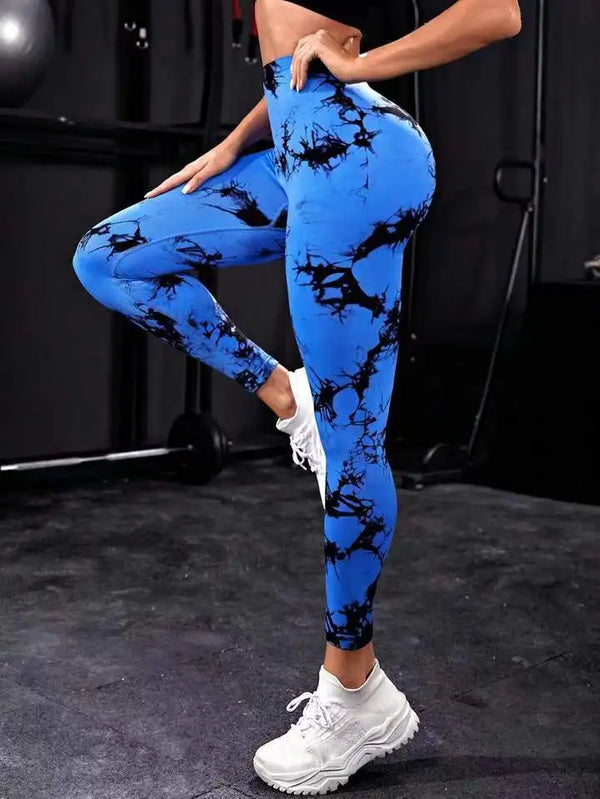 Batik Leggings High Waisted - Blau