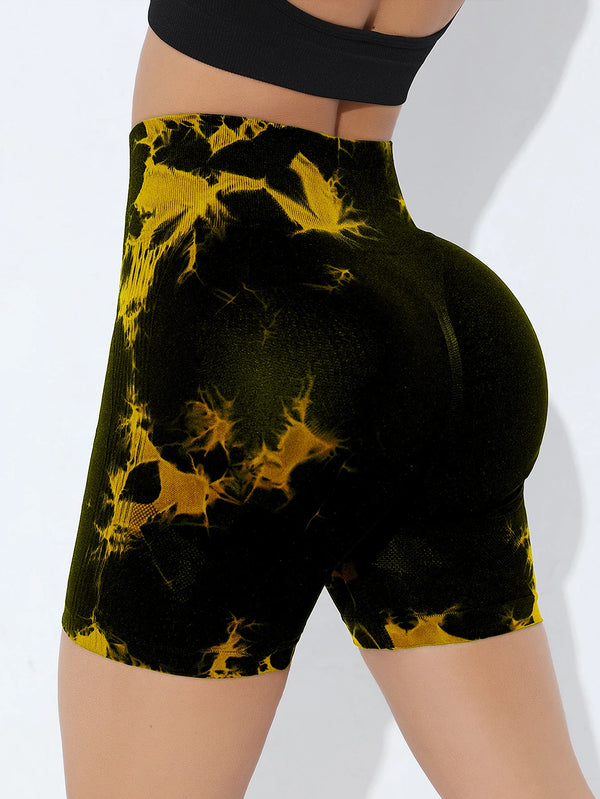Batik Shorts Damen - Schwarz - Gelb