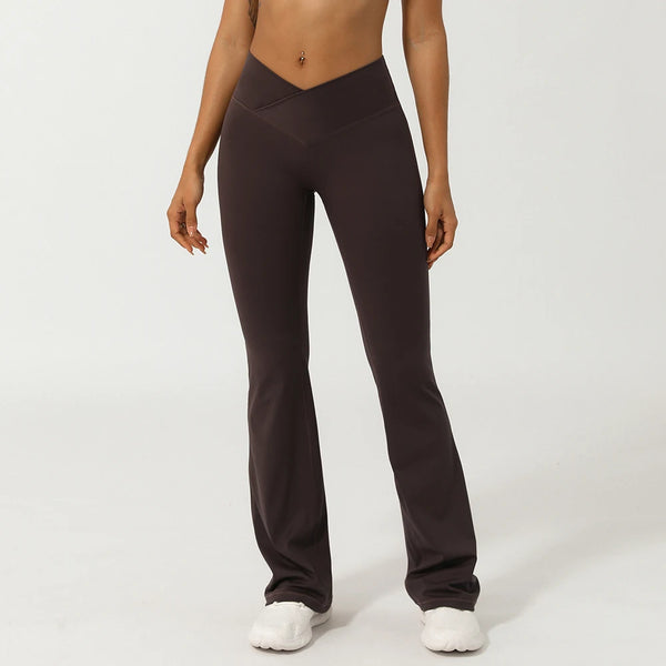 CrossWaist Yoga Hose High Waisted - Dunkelbraun