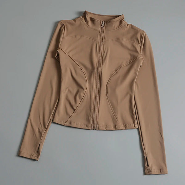 Line Zip Jacke Damen - Braun